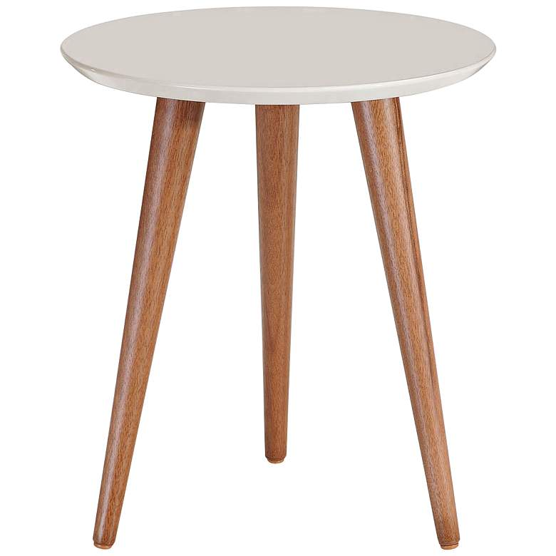 Image 1 Moore 17 1/4" Wide Off-White and Wood Round End Table