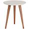 Moore 17 1/4" Wide Off-White and Wood Round End Table