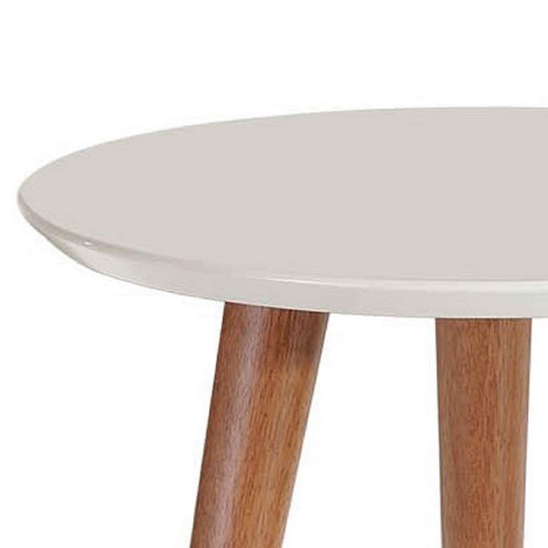 Moore 17 1/4&quot; Wide Off-White and Wood Round End Table more views