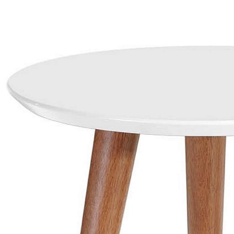 Moore 17 1/4&quot; Wide White Gloss and Wood Round End Table more views