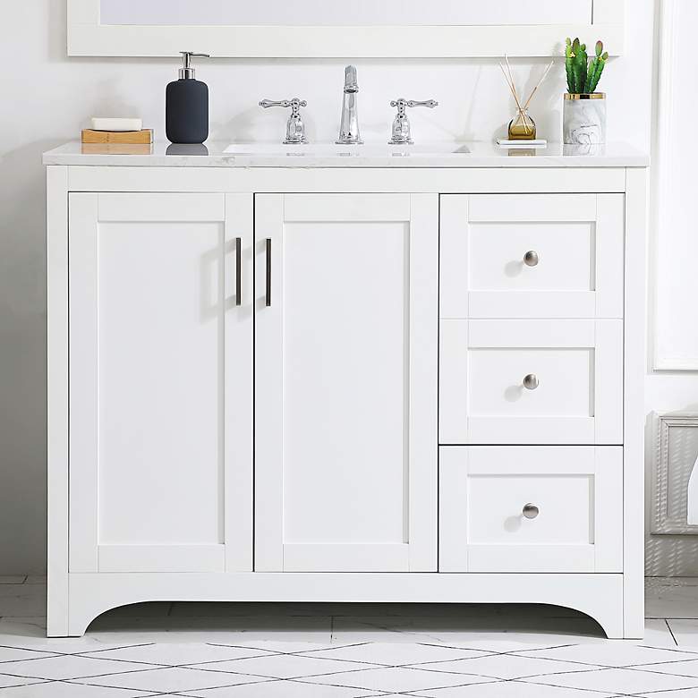 Image 1 Moore 42" Wide White Single Sink Bathroom Vanity