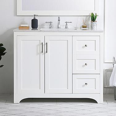 Moore 42" Wide White Single Sink Bathroom Vanity