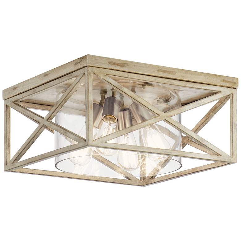 Image 2 Moorgate 16 inchW 4-Light Distressed Antique White Ceiling Light