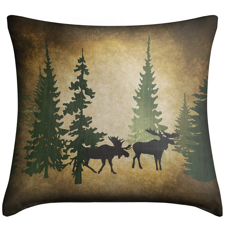 Image 1 Moose Lodge 18" Black Square Throw Pillow