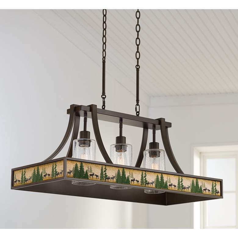 Image 1 Moose Lodge 36 inch Wide Bronze Kitchen Island Light Pendant