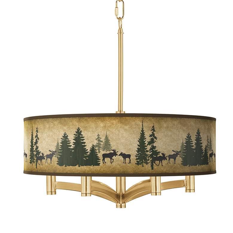 Image 1 Moose Lodge Ava 6-Light Gold Pendant Chandelier