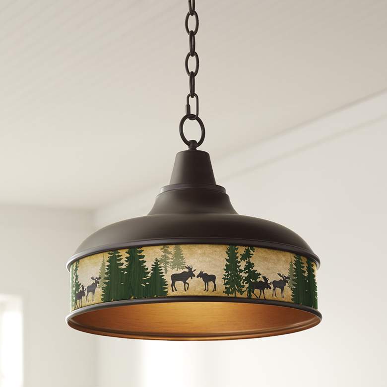 Image 1 Moose Lodge Benson 15" Wide Bronze Pendant Light