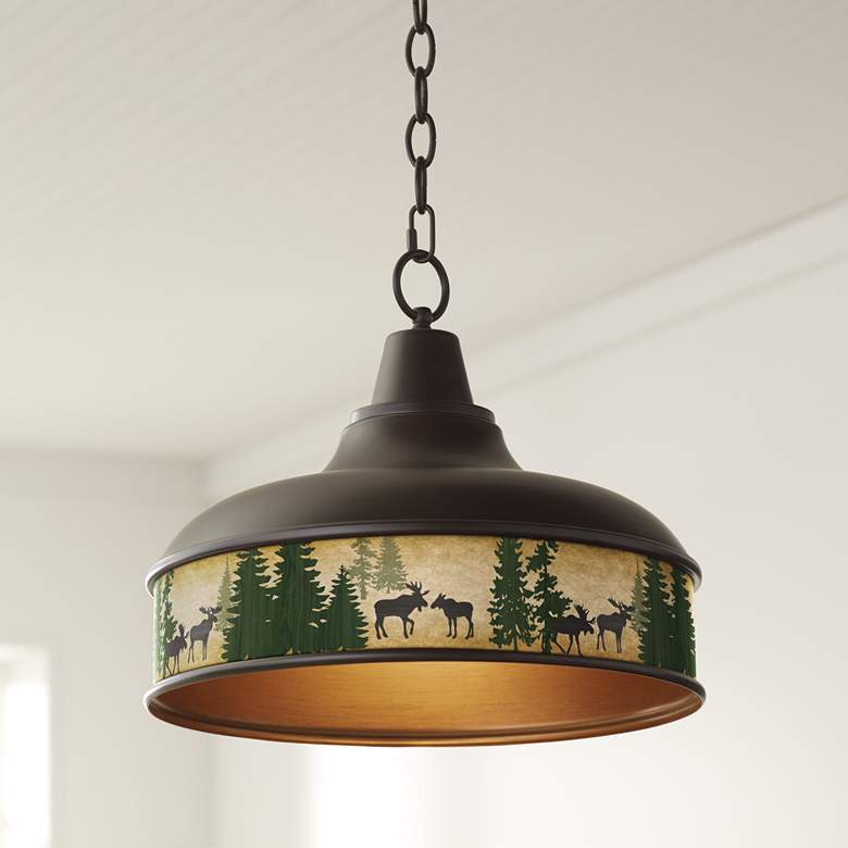 Image 1 Moose Lodge Benson 15 inch Wide Bronze Pendant Light