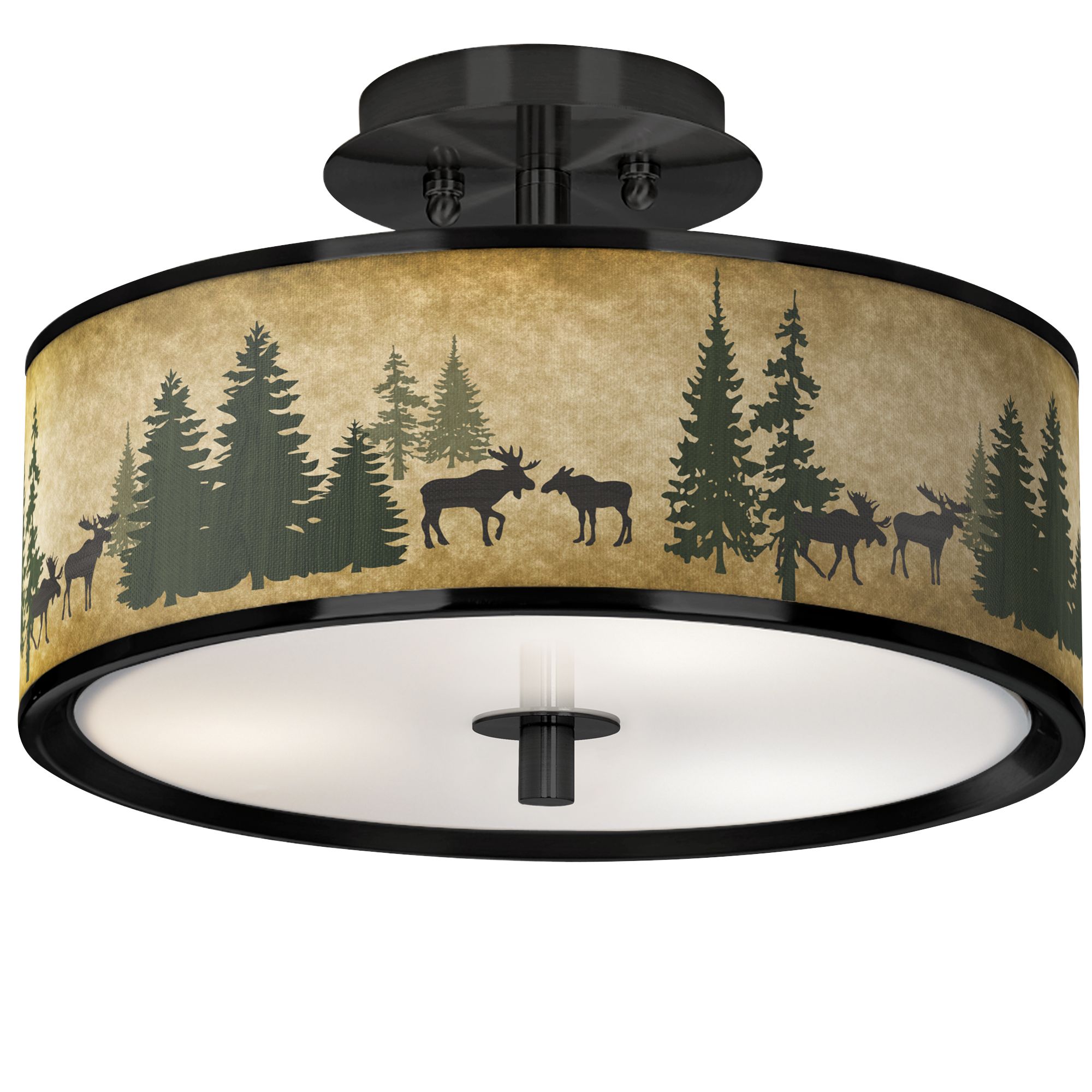 Image Moose Lodge Black 14" Wide Ceiling Light