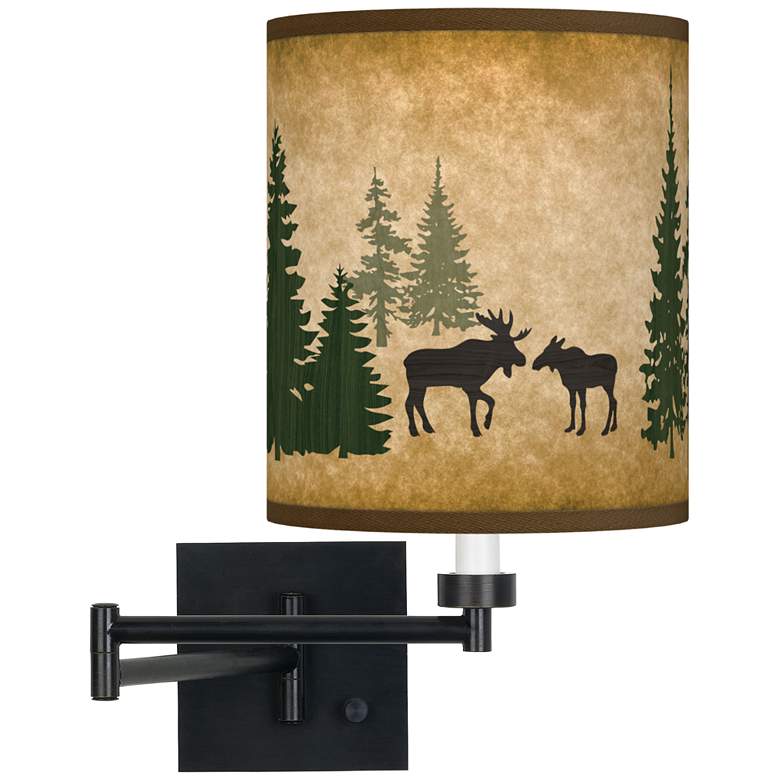 Image 1 Moose Lodge Espresso Bronze Swing Arm Wall Lamp