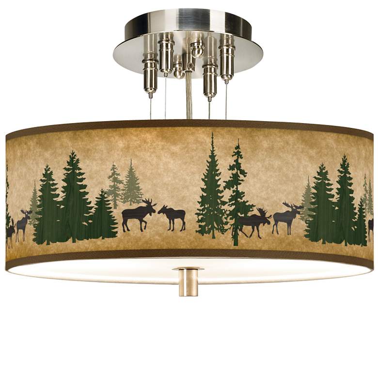 Image 1 Moose Lodge Giclee 14 inch Wide Ceiling Light
