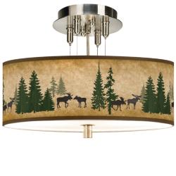 Moose Lodge Giclee 14&quot; Wide Ceiling Light