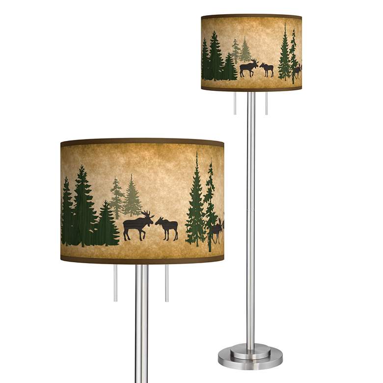 Image 1 Moose Lodge Giclee Brushed Nickel Garth Floor Lamp