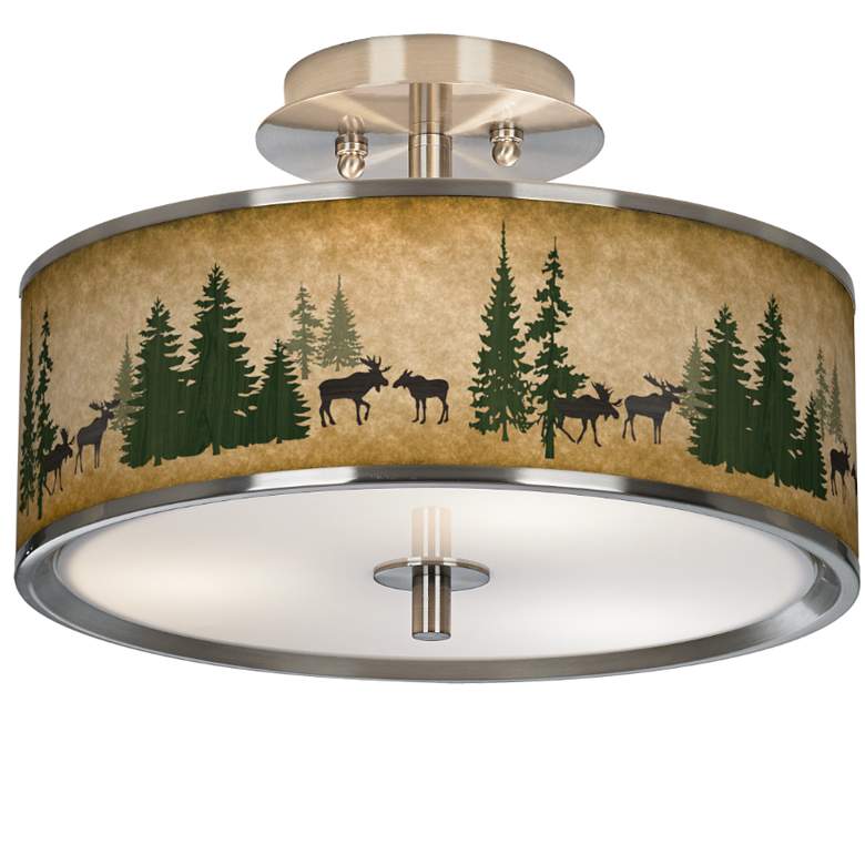 Image 1 Moose Lodge Giclee Glow 14" Wide Ceiling Light