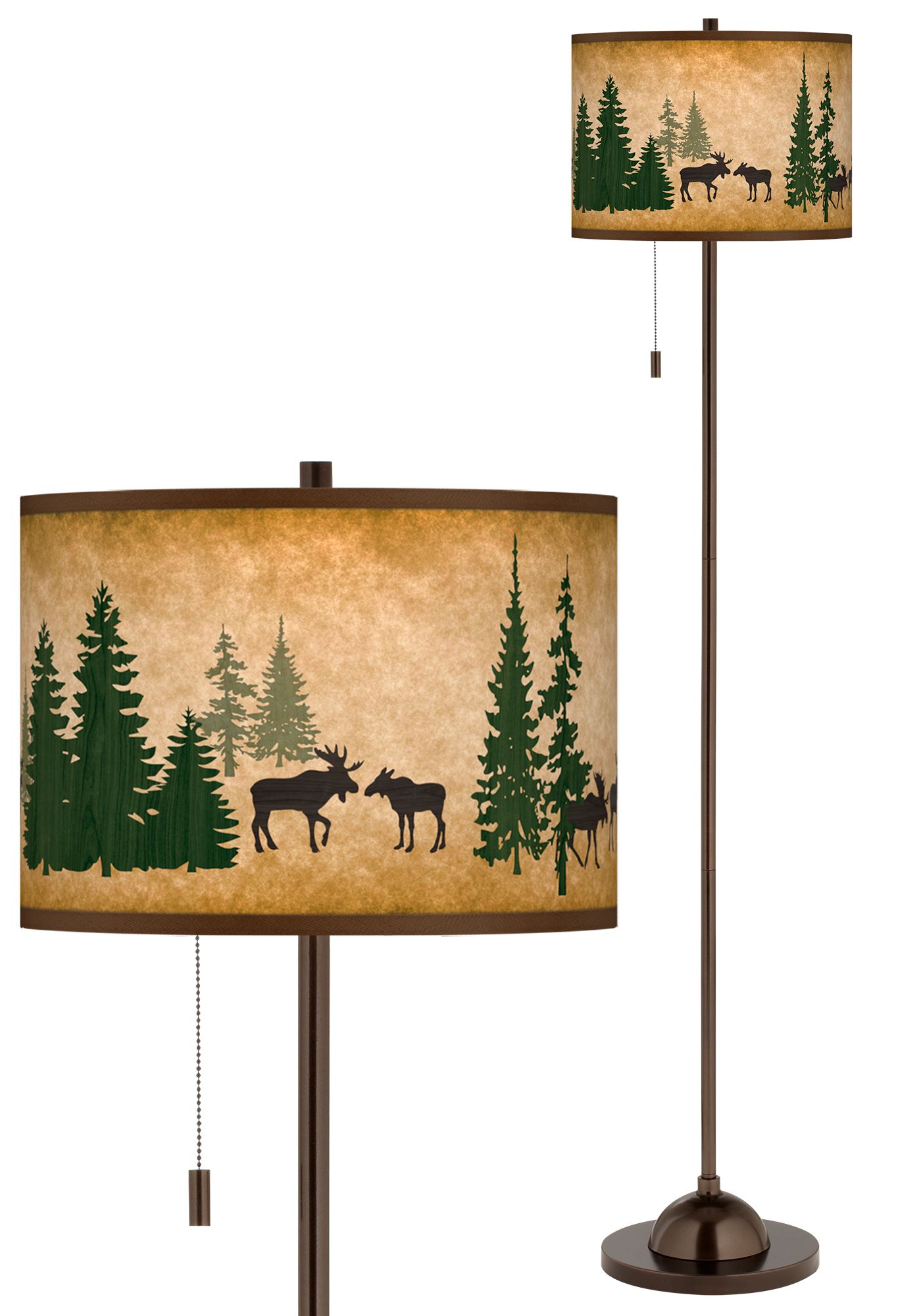 Moose Lodge Giclee Glow Bronze Club Floor Lamp