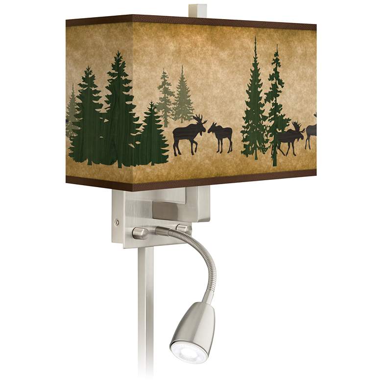 Image 1 Moose Lodge Giclee Glow LED Reading Light Plug-In Sconce