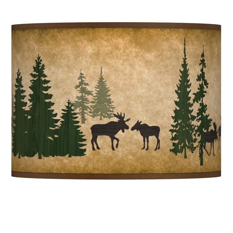 Image 1 Moose Lodge Giclee Glow Rustic Lamp Shade 13.5x13.5x10 (Spider)