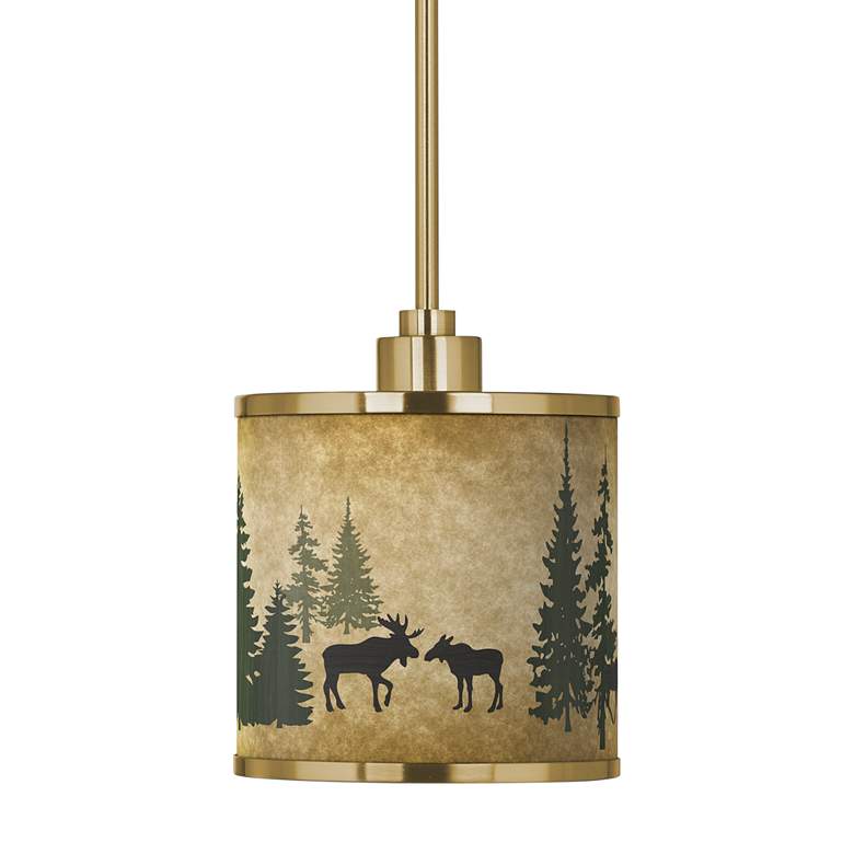 Image 3 Moose Lodge Giclee Gold Mini Pendant Light more views