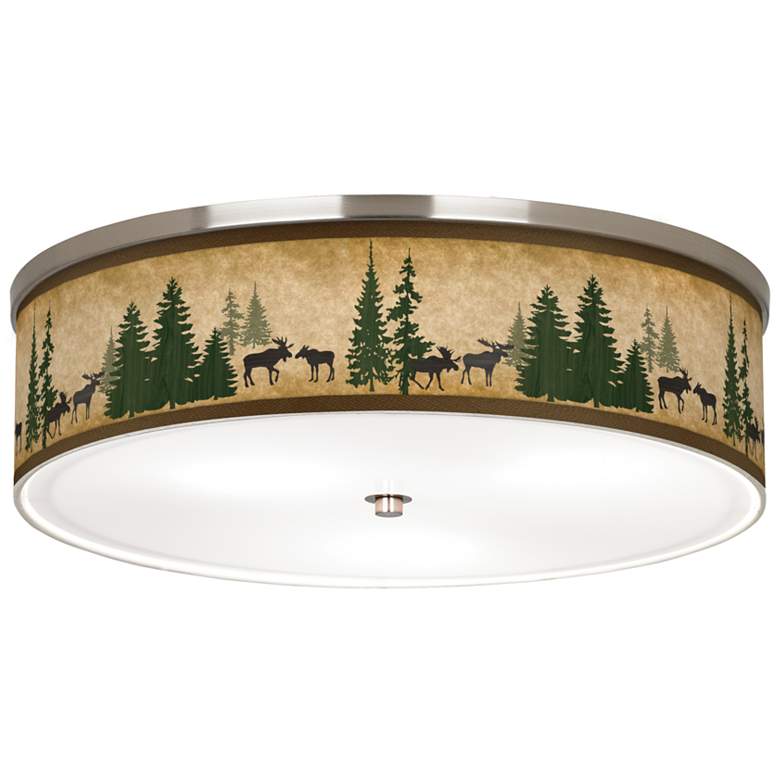 Image 1 Moose Lodge Giclee Nickel 20 1/4 inch Wide Ceiling Light