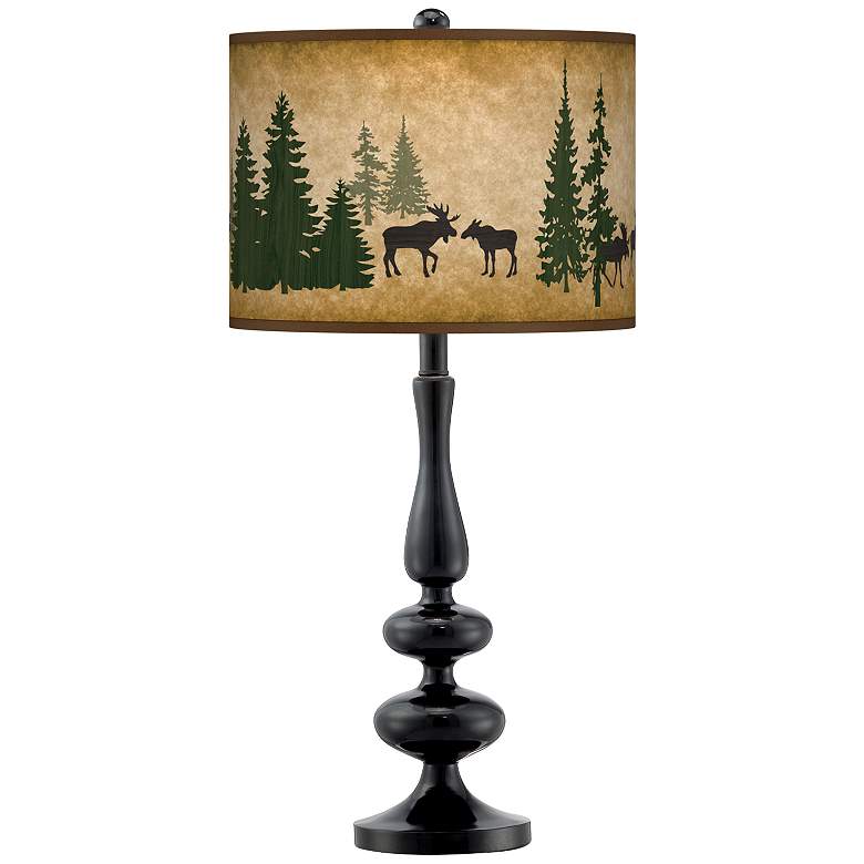 Image 1 Moose Lodge Giclee Paley Black Table Lamp