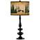 Moose Lodge Giclee Paley Black Table Lamp