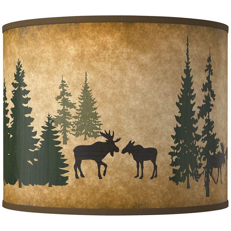 Image 1 Moose Lodge Giclee Round Drum Lamp Shade 14x14x11 (Spider)