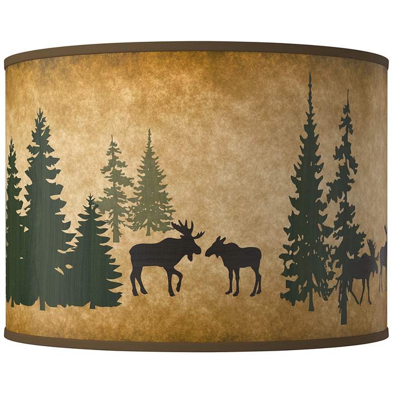 Image 1 Moose Lodge Giclee Round Drum Lamp Shade 15.5x15.5x11 (Spider)