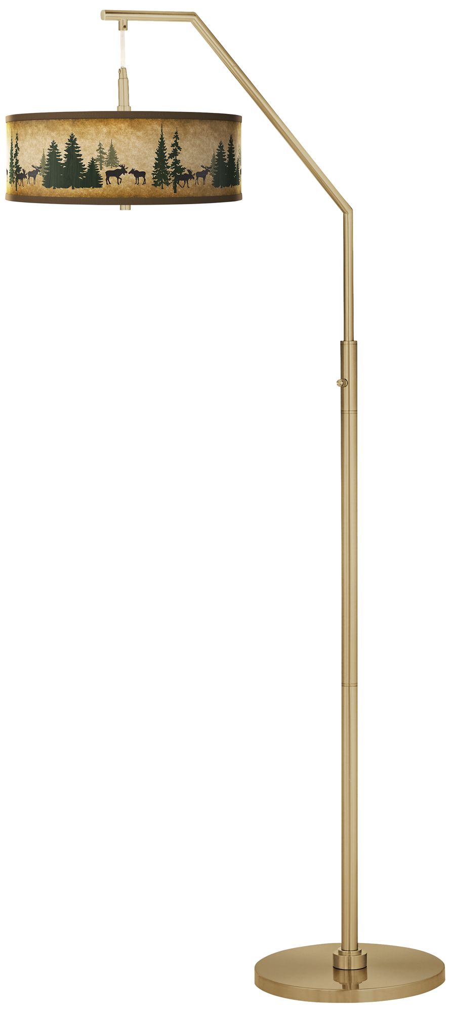 Moose Lodge Giclee Warm Gold Arc Floor Lamp