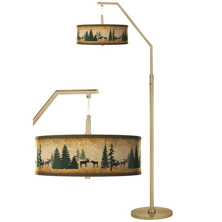 Image 1 Moose Lodge Giclee Warm Gold Arc Floor Lamp
