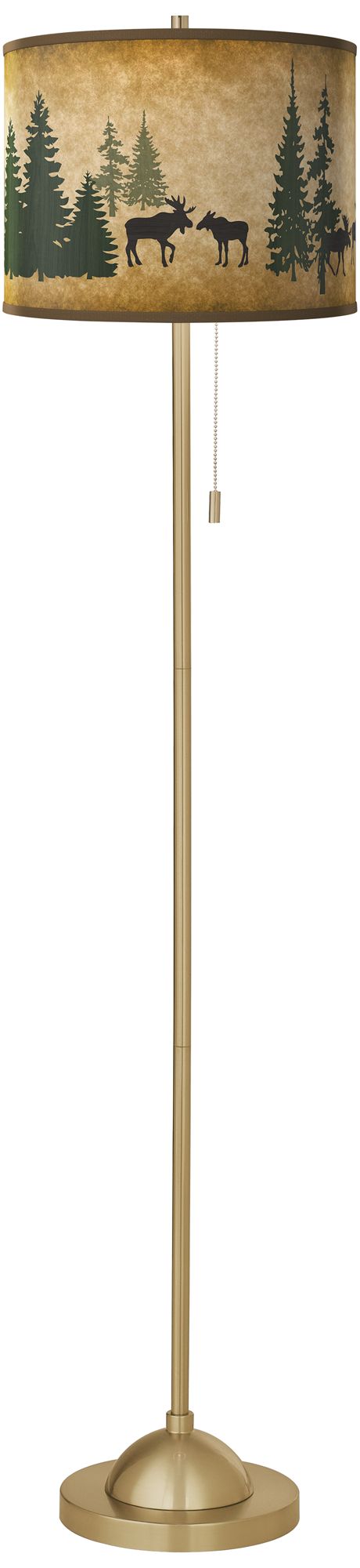 Moose Lodge Giclee Warm Gold Stick Floor Lamp