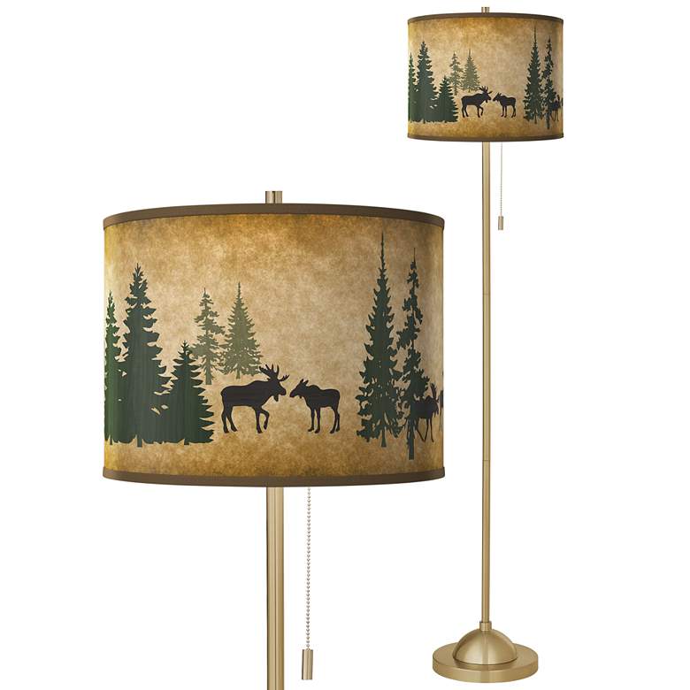 Image 1 Moose Lodge Giclee Warm Gold Stick Floor Lamp