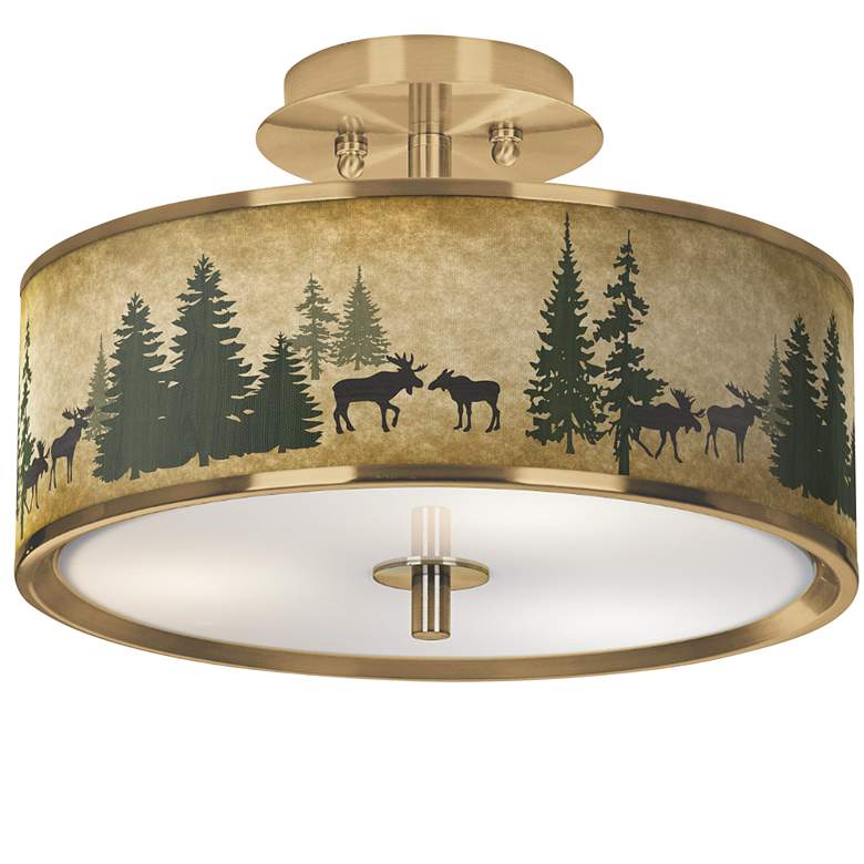Image 1 Moose Lodge Gold 14 inch Wide Ceiling Light