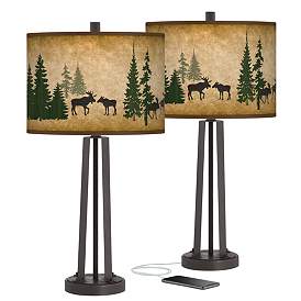 Image1 of Moose Lodge Susan Dark Bronze USB Table Lamps Set of 2