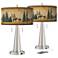 Moose Lodge Vicki Brushed Nickel USB Table Lamps Set of 2