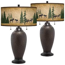 Image1 of Moose Lodge Zoey Hammered Oil-Rubbed Bronze Table Lamps Set of 2