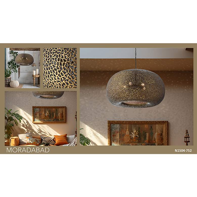 Image 6 Moradabad 35" Wide Gilded Brass 5-Light Pendant more views
