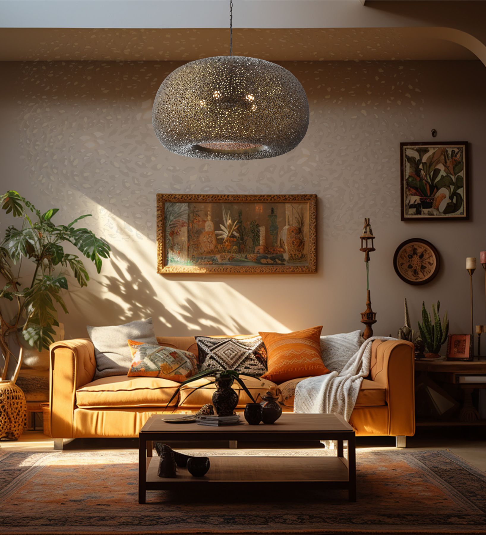 Moradabad 35" Wide Gilded Brass 5-Light Pendant