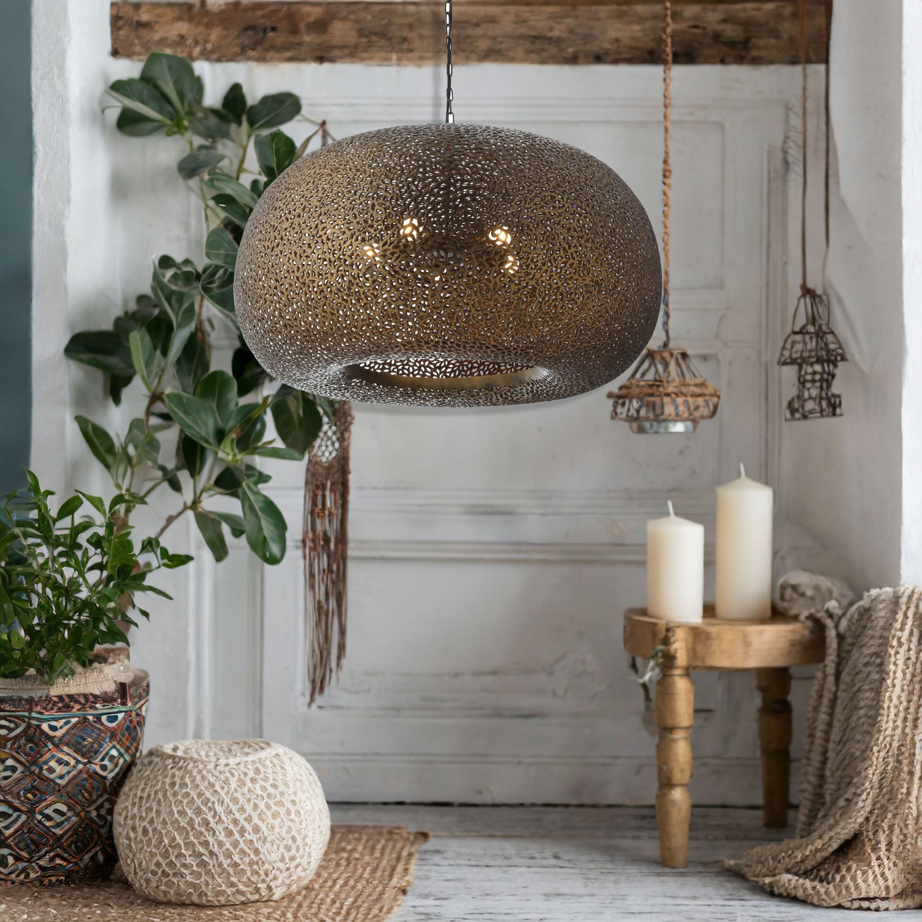 Moradabad 35" Wide Gilded Brass 5-Light Pendant