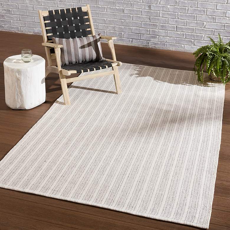 Image 1 Morae Elis MRE01 5'x8' Gray Ivory Indoor/Outdoor Area Rug