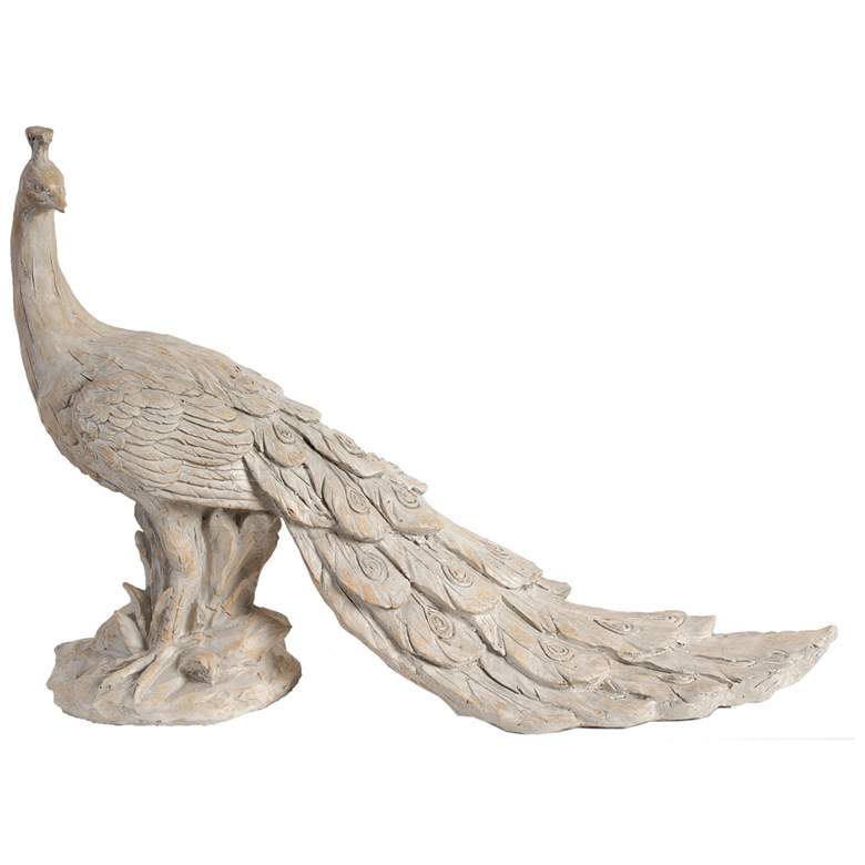 Image 1 Morara 22 inch High White Peacock Sculptural Accent
