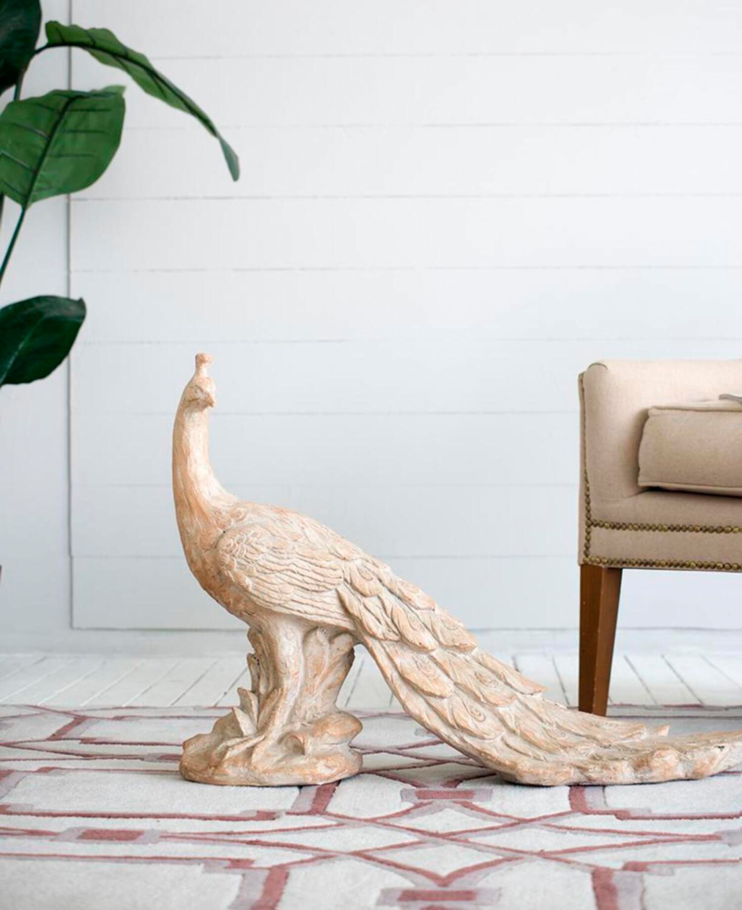 Morara 30" Wide White Peacock Accent Statue