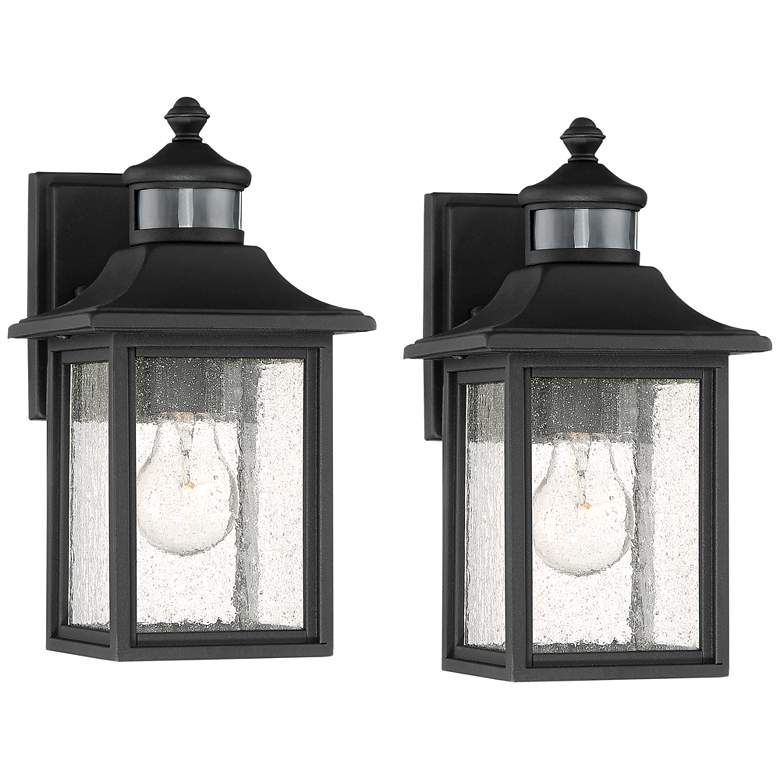 Image 2 Moray Bay 11 1/2" High Black Motion Sensor Outdoor Wall Light Set of 2