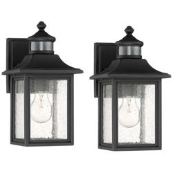 Moray Bay 11 1/2" High Black Motion Sensor Outdoor Wall Light Set of 2