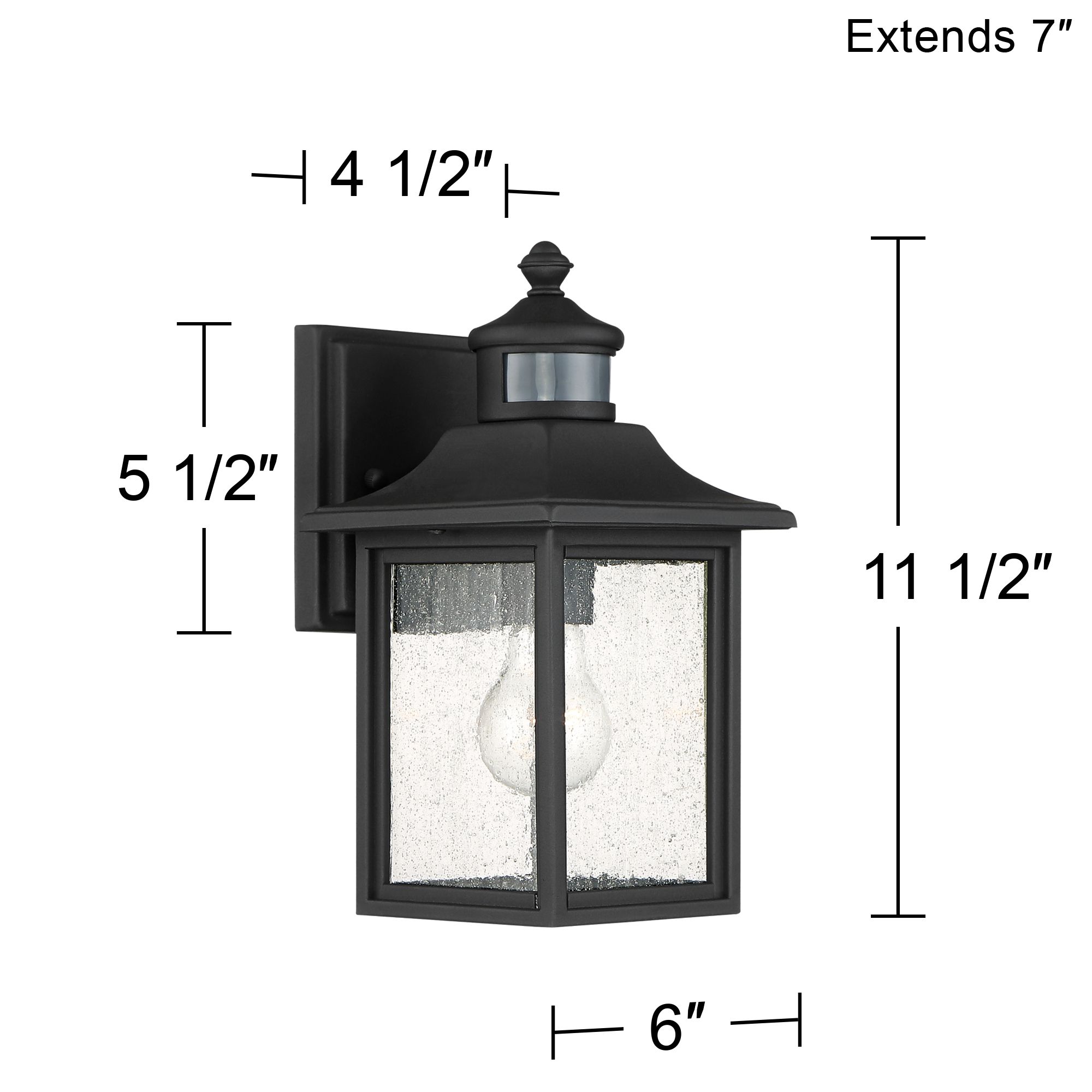 Moray Bay 11 1/2" High Black Motion Sensor Outdoor Wall Light Set of 2