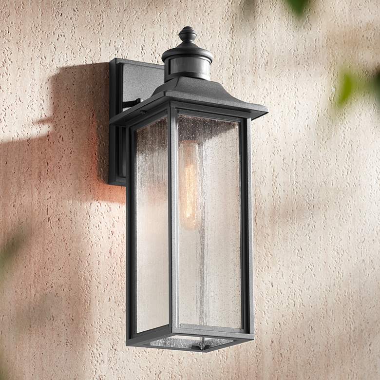 Image 7 Moray Bay 16 1/2" High Black Motion Sensor Outdoor Wall Light Set of 2 more views