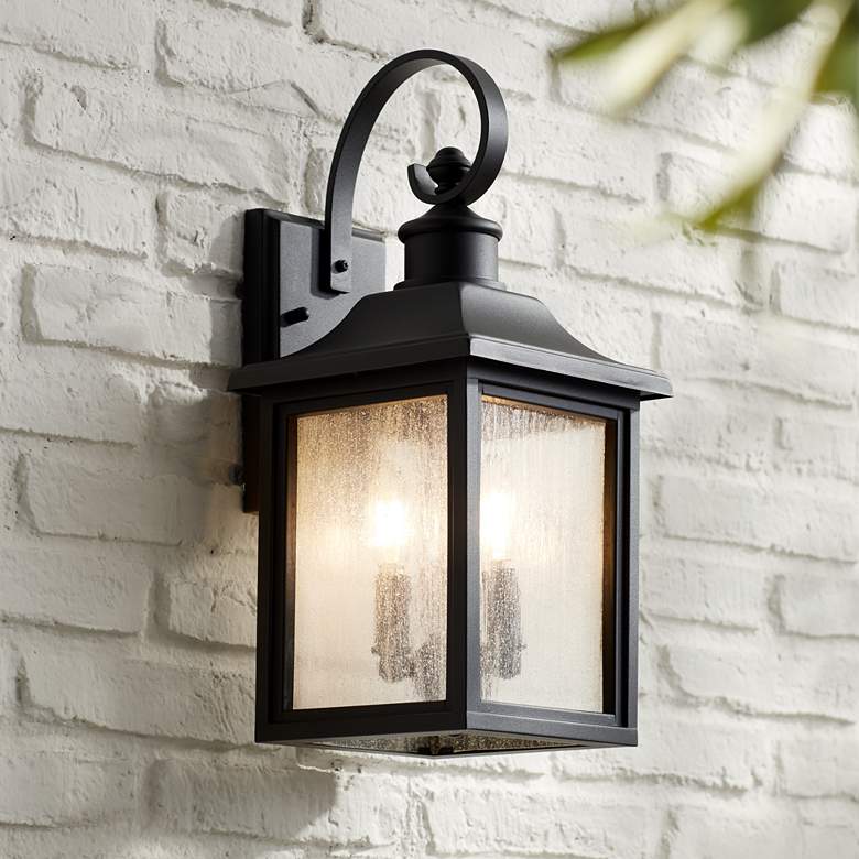 Image 1 Moray Bay 17 3/4 inch High Black 3-Light Outdoor Wall Light