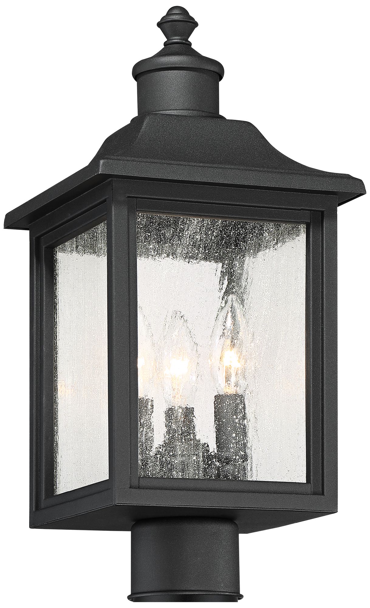 Moray Bay 17" High Black 3-Light Post Light with Pier Mount Adapter