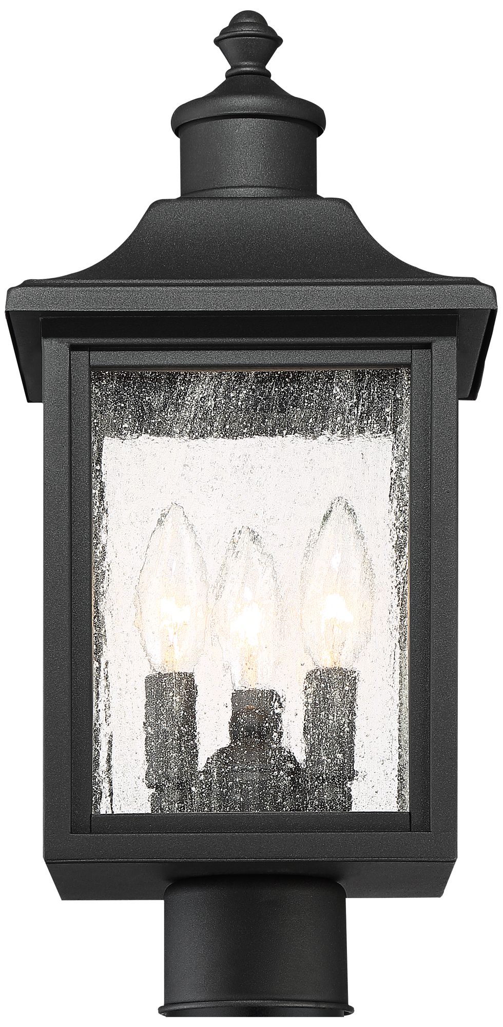 Moray Bay 17" High Black 3-Light Post Light with Pier Mount Adapter