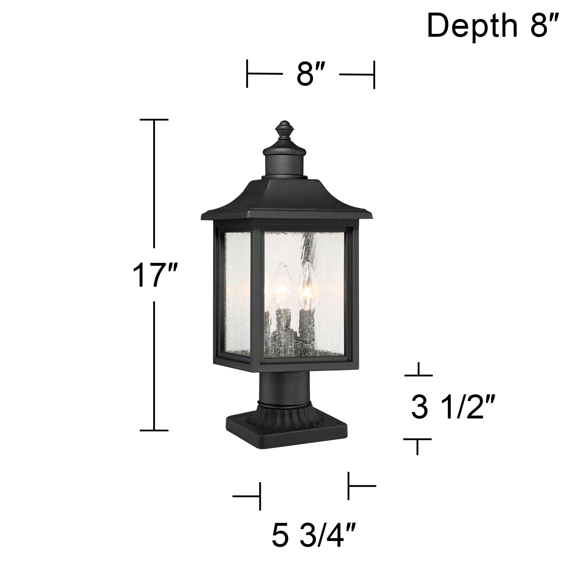 Moray Bay 17" High Black 3-Light Post Light with Pier Mount Adapter