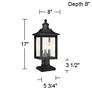 Moray Bay 17" High Black 3-Light Post Light with Pier Mount Adapter